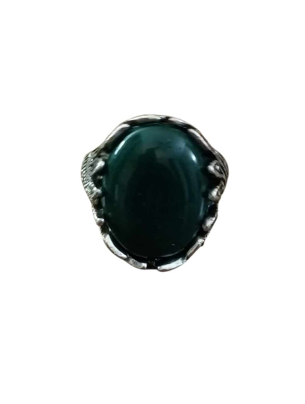 Oval green stone ring size 10